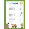 A contents page listing number learning sections from 0 to 10, with page numbers and construction-themed illustrations