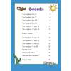 A table of contents listing number topics from 0 to 20, with page numbers and cheerful cartoon animals