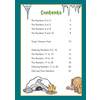 A contents page listing number learning sections from 0 to 20, with a prehistoric theme