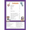 A contents page listing line types and letter shapes with page numbers, surrounded by art-themed illustrations