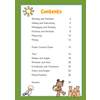 A contents page listing maths topics from numbers to coordinates, with page numbers and a cheerful beach theme