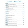 A contents page listing 12 weekly phonics workouts for the summer term, with page numbers and specific skills for each week