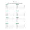 A contents page listing eight weeks of daily practice, with tick boxes to record which pages have been attempted