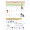 Children trace dotted letters c, o and a, then colour pictures of an apple and crocodile to finish
