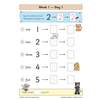 Children trace numbers one to five, then write them in boxes, with a self-score box at the bottom
