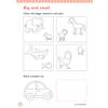Children colour the bigger animal in four pairs and draw a smaller car in a box