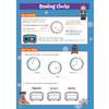 Children learn to read clock hands and digital displays, then write times on blank clocks and digital screens