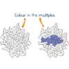 Children colour sections of a star shape that contain multiples of numbers 2 to 9
