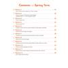 A contents page listing twelve weekly maths workouts for the spring term, with page numbers and brief topic descriptions