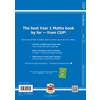 Back cover of Year 1 Maths book with marketing text, ISBN barcode, and QR code for prices