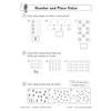 Children count shapes and arrows, write numbers in words, and cross out fruits to count them