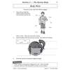 Children match body part names to a boy, label a girl's face, and draw missing features to learn anatomy