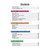 A contents page listing four sections covering number, addition, multiplication and fractions with page numbers
