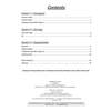 A contents page listing three sections on growing and staying healthy, with page numbers and a note about answers