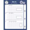 Three arithmetic questions on multiplication, addition and fractions, with grids for answers and a 10-minute timer
