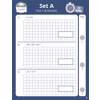 Three timed arithmetic questions on multiplication, repeated addition and column addition, each with a grid for working out