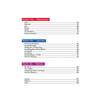 A contents page listing maths topics like measurement, geometry and statistics with their page numbers