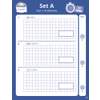 Three timed arithmetic questions on division, subtraction and decimals, with grid boxes for working out answers