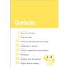 A contents page listing six grammar chapters and a progress chart, with a cartoon owl illustration