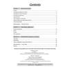 A table of contents listing sections on electrical circuits and living things, with page numbers and a note about answers