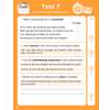 Four short grammar questions on commands, commas, conjunctions and tense, with a 10-minute timer and tick boxes