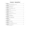 A contents page listing twelve weekly workouts covering reading and writing skills for the spring term