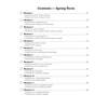 A contents page listing twelve weekly workouts covering reading and writing skills for the Spring Term