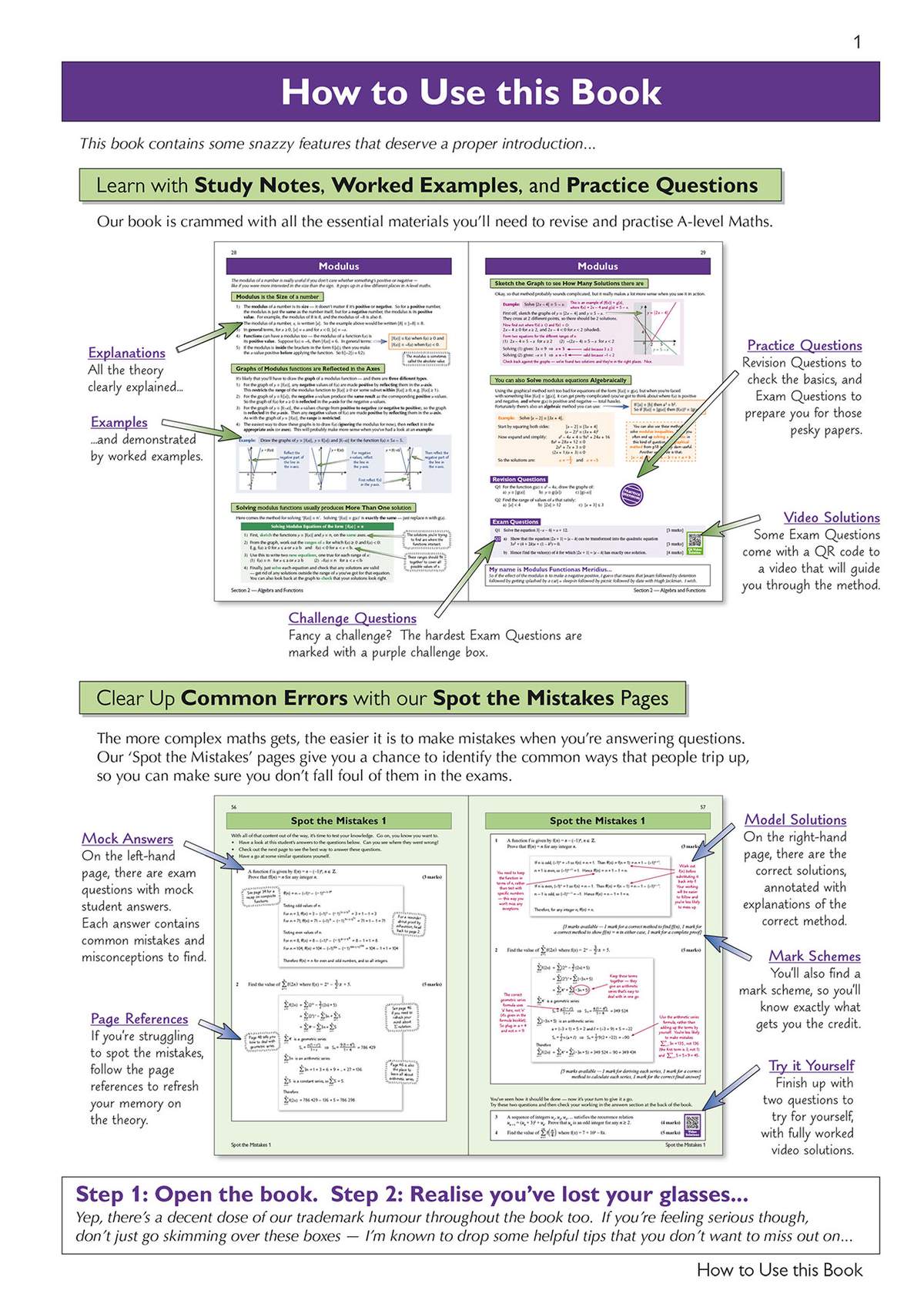 An introduction explaining the book's features like worked examples, practice questions, and video solutions