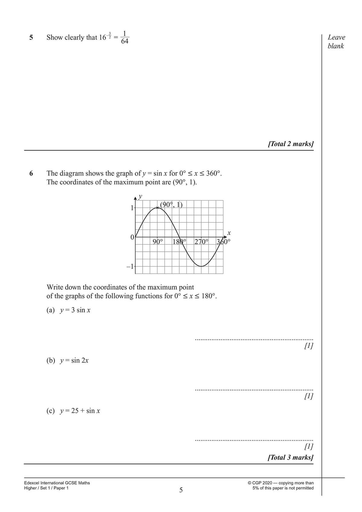 Students find the maximum points of three sine functions using a provided graph as a model