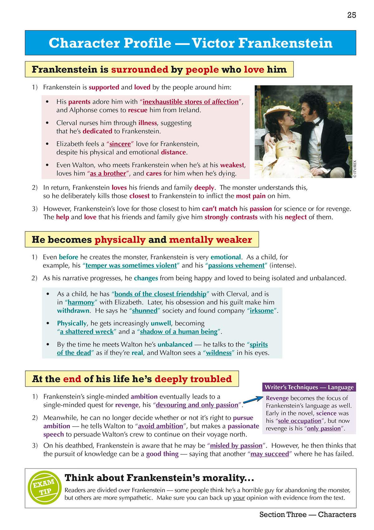 A detailed character profile of Victor Frankenstein, analysing his relationships and emotional decline
