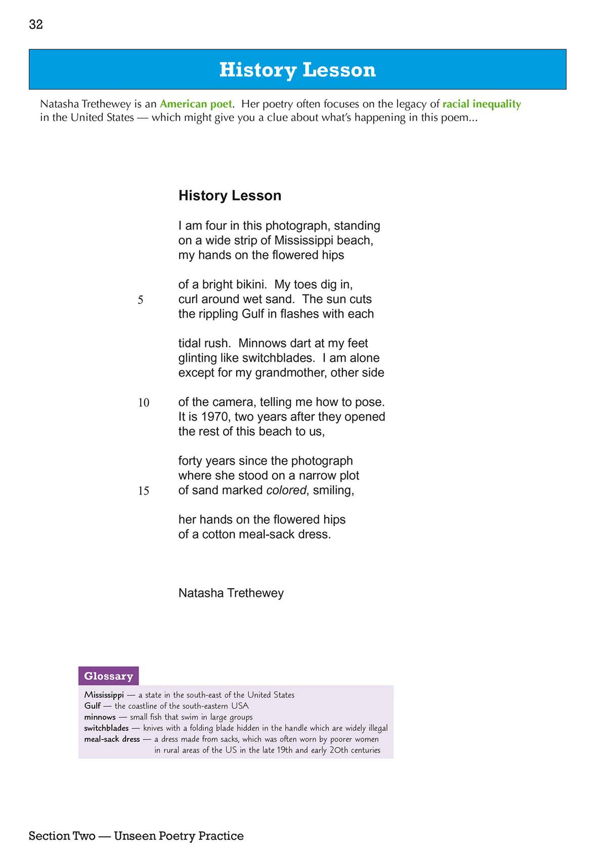 A poem by Natasha Trethewey about a photograph on Mississippi beach, with a glossary of terms below