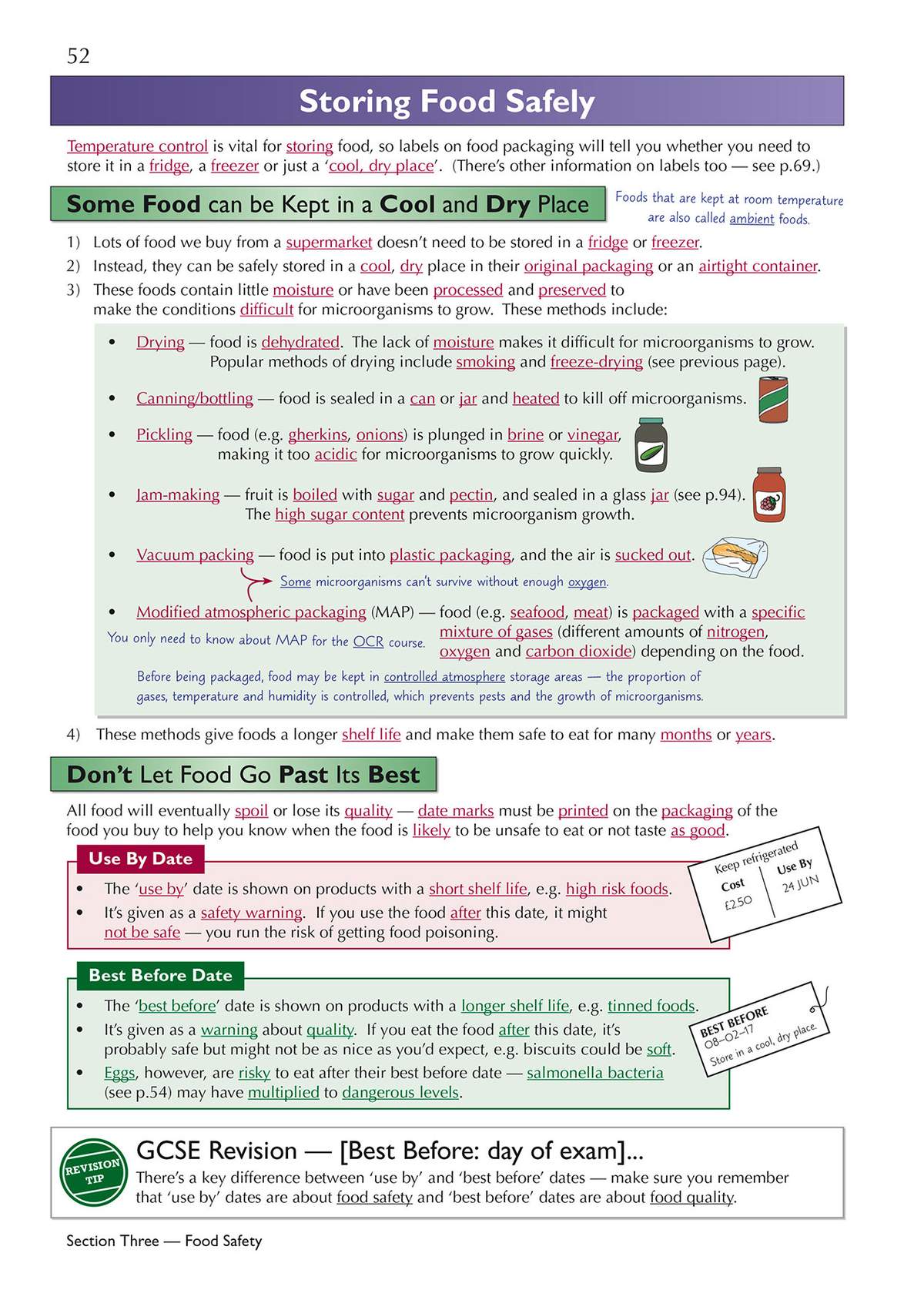 A detailed explanation of how to store food safely, covering methods like drying and canning