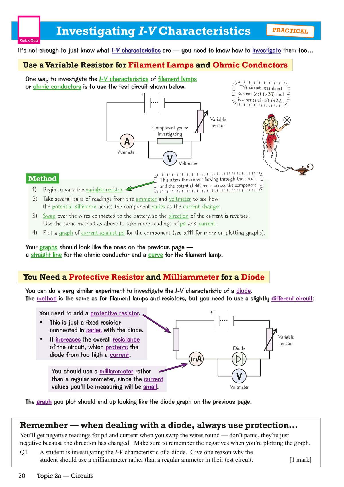 A practical guide to investigating I-V characteristics, with circuit diagrams