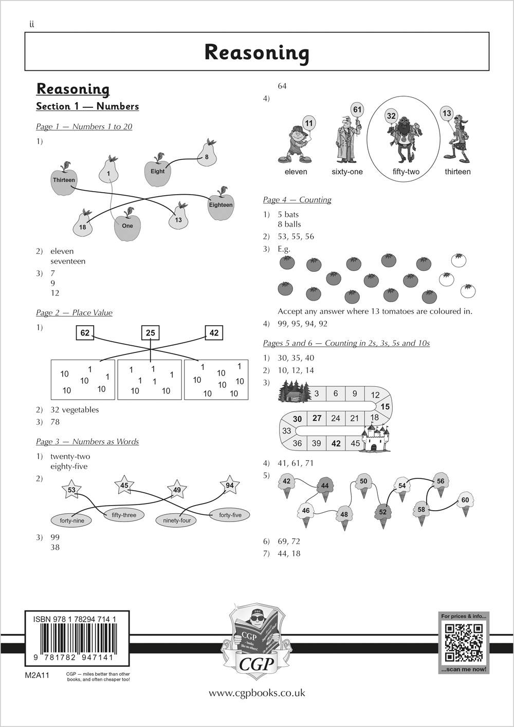 A practice page for Year 2 maths reasoning, covering numbers, place value and counting with varied exercises