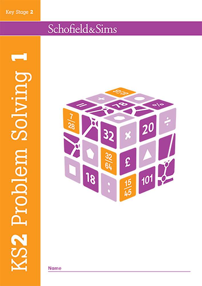 The front cover of a KS2 maths workbook for ages 7 to 11, featuring a colourful cube with numbers and symbols