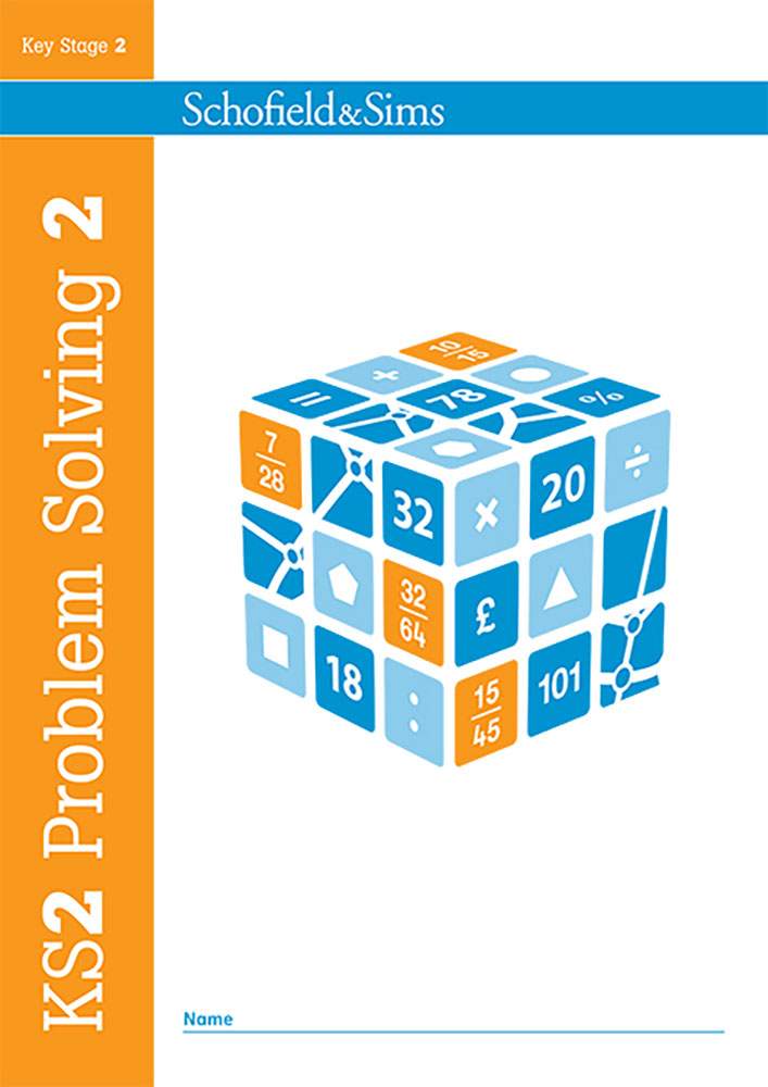 The front cover of a KS2 maths workbook for ages 7 to 11, featuring a colourful cube with numbers and symbols