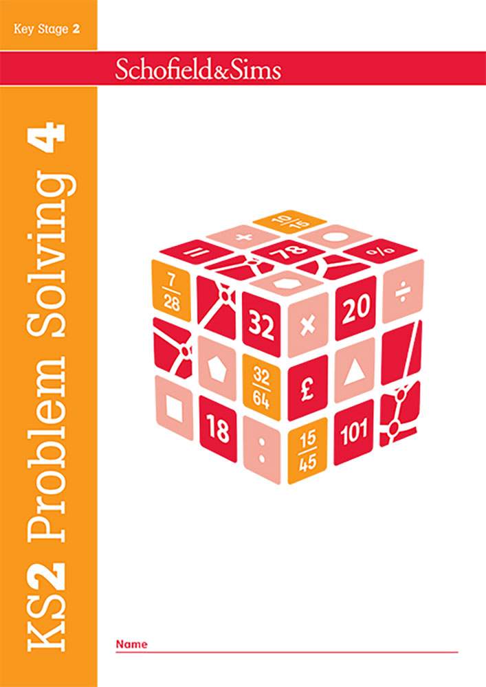 The front cover of a KS2 maths workbook for ages 7-11, featuring a 3D cube with numbers and symbols
