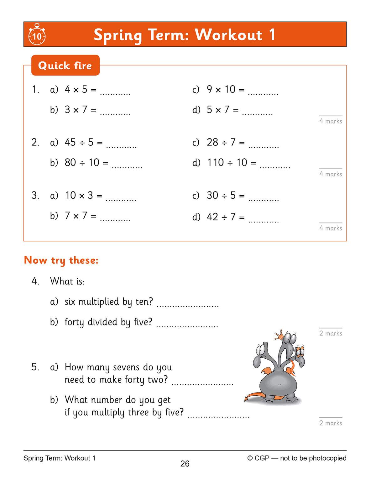 Children complete quick-fire multiplication and division sums, then answer word problems involving times tables