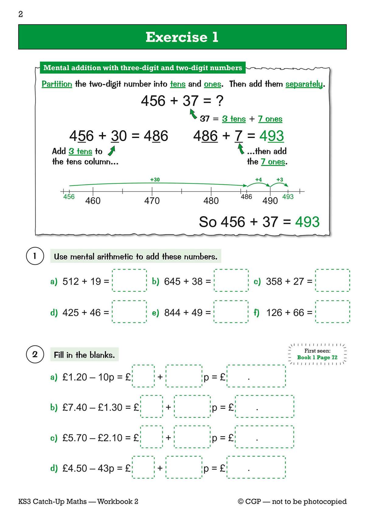 Pupils partition numbers into tens and ones to solve addition and subtraction problems, then fill in boxes with their answers