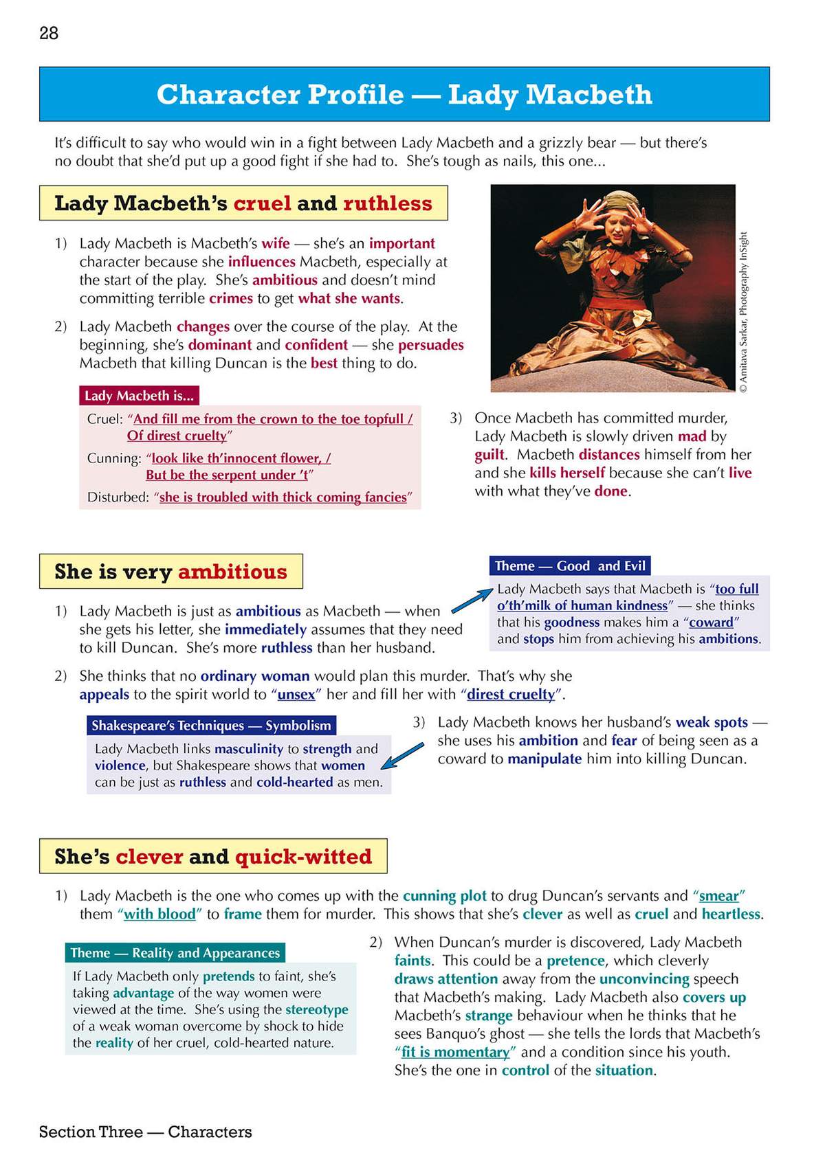 A detailed character profile of Lady Macbeth, analysing her cruelty, ambition and cleverness with supporting quotes and