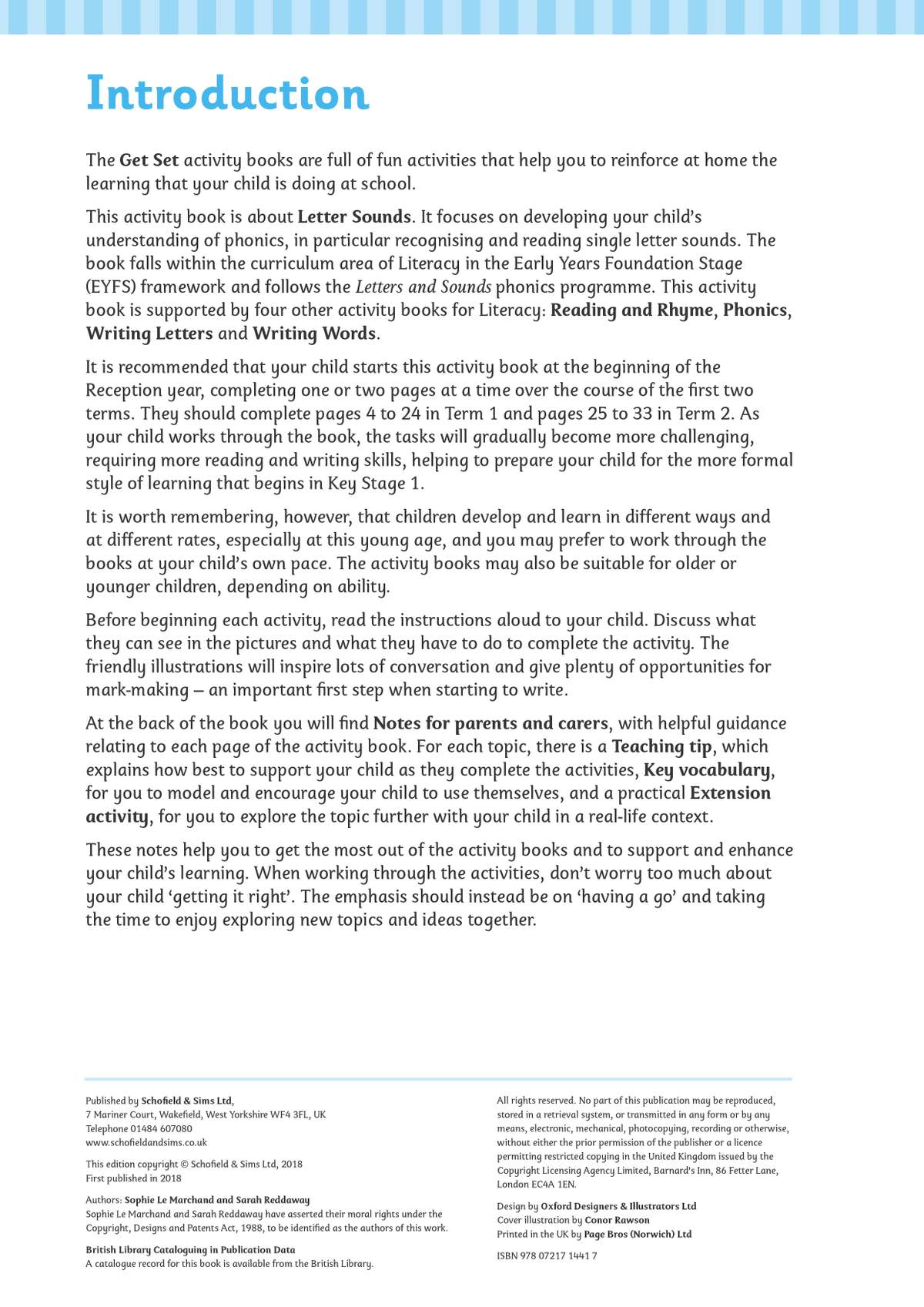 An introduction explaining how to use the book, covering the phonics focus and recommended usage for Reception children