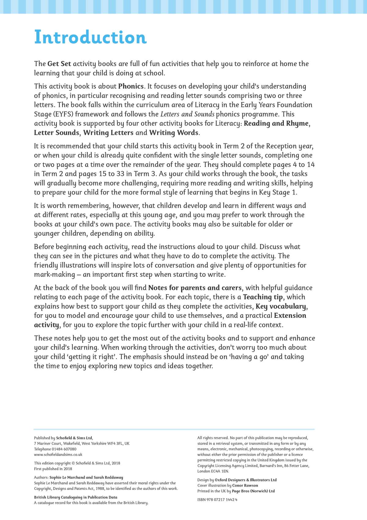An introduction explaining how to use the phonics workbook, including recommended starting points and the role of parents