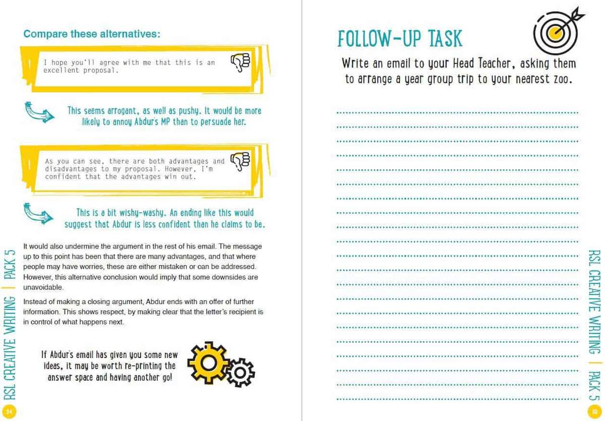 A follow-up task asks pupils to write a formal email to their Head Teacher to arrange a school trip to a zoo