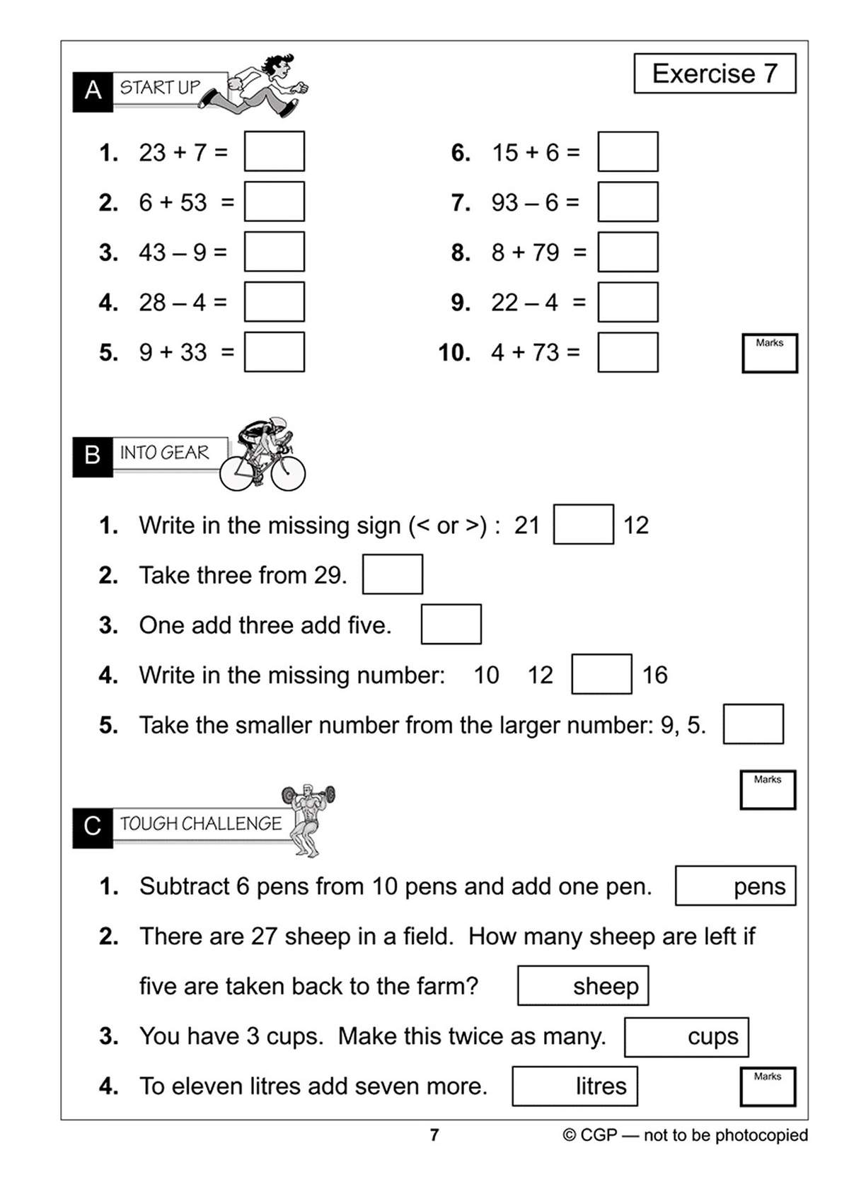 Children complete 16 mental maths questions across three sections, practising addition, subtraction and number sense
