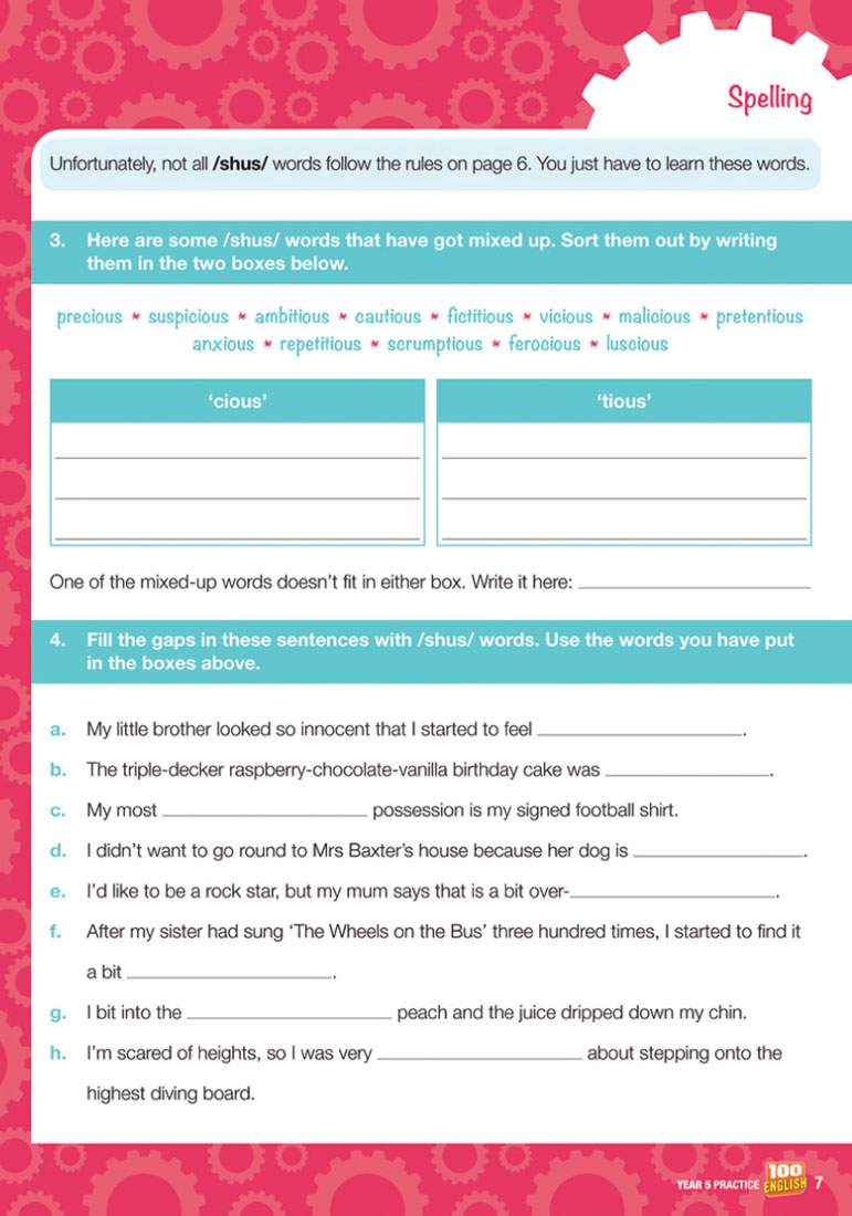 Children sort mixed-up words into boxes, then fill gaps in sentences using the correct spelling