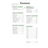 A contents page listing five sections on alphabet, words, meanings, logic and maths, plus twelve assessment tests