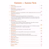 A contents page listing twelve weekly maths workouts for the summer term, with page numbers and brief topic descriptions