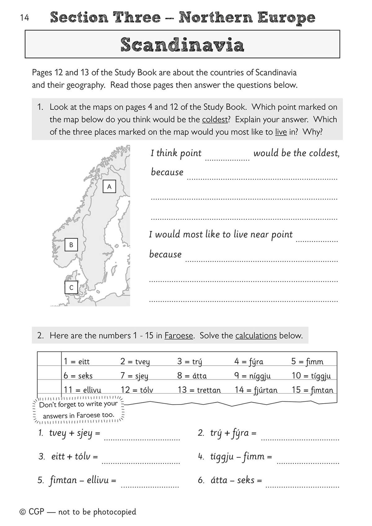 Children identify the coldest point on a map of Scandinavia and explain why
