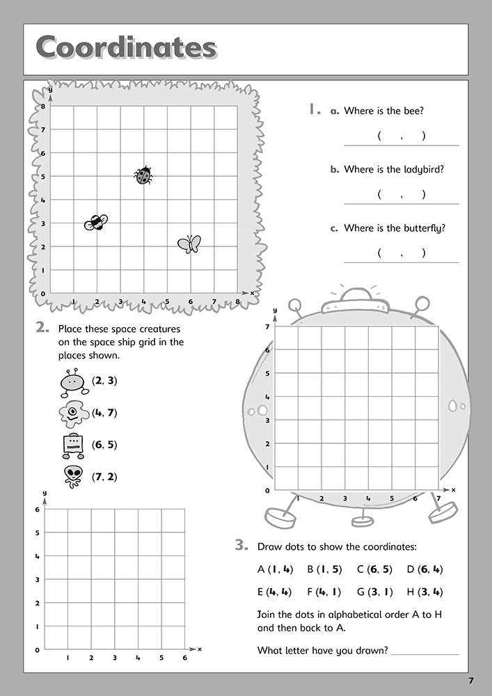 Children plot coordinates for space creatures and draw a shape from a list of points to practise plotting on a grid