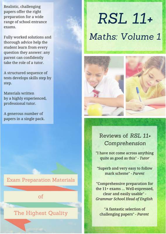 11+ Maths Practice Papers Ages 10-11 RSL Education with Answers NEW (<li>ISBN : 9781916193123</li>) 